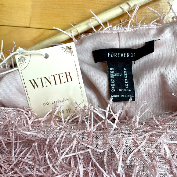 NWT Forever 21 Sparkly Pink Fringe Dress - Picture 2 of 4